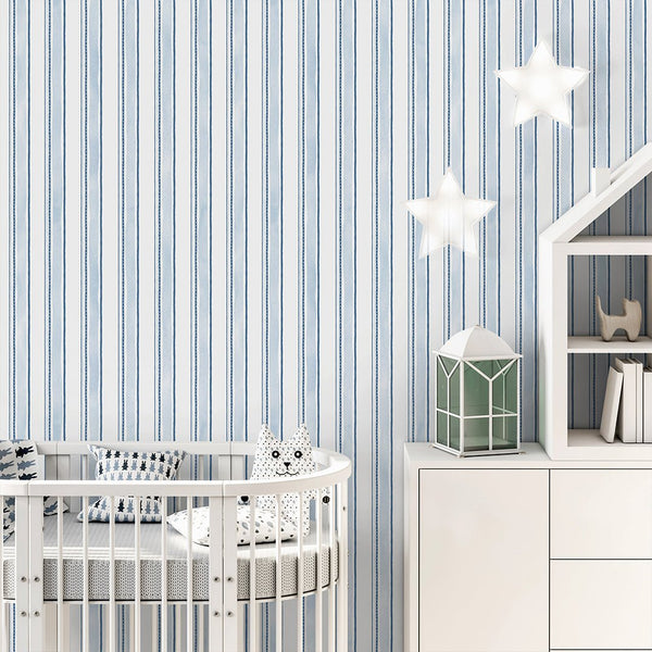 Blue Vertical Stripes Wallpaper A039 - CostaCover-Peel and stick Removable Wallpaper-Abstract-abstract wall art-abstract wallpaper