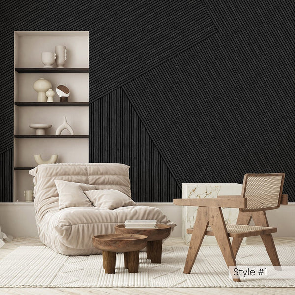 Geometric Wooden Panels Effect Wall Mural AM076 - CostaCover - Peel and stick Removable Wallpaper - about walls - Abstract - Abstract Labyrinth Lines