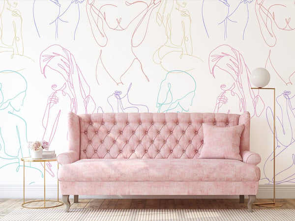 Colorful Line Art Wall Mural WM038 - CostaCover - Peel and stick Removable Wallpaper - Abstract - abstract lines - abstract wall art