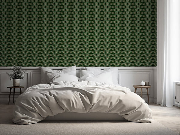 Green Beige Prism Wallpaper CC303 - CostaCover - Peel and stick Removable Wallpaper - Abstract - Abstract Labyrinth Lines - abstract lines