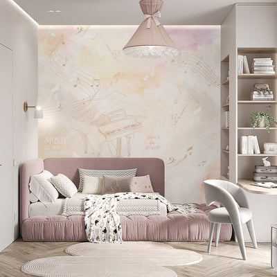 Peach Beige Music Instruments Wall Mural SM103
