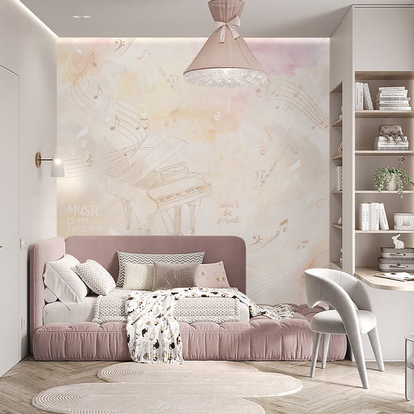 Peach Beige Music Instruments Wall Mural SM103