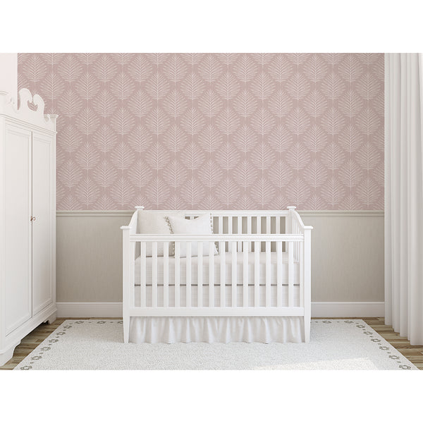 Dusty Pink Palm Leaves Wallpaper  L055