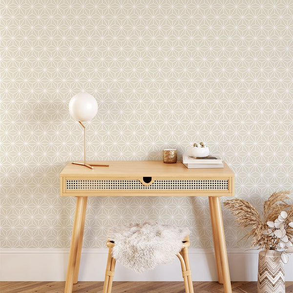 Beige Geometric Prism Wallpaper CC304 - CostaCover - Peel and stick Removable Wallpaper - Abstract - Abstract Labyrinth Lines - abstract lines