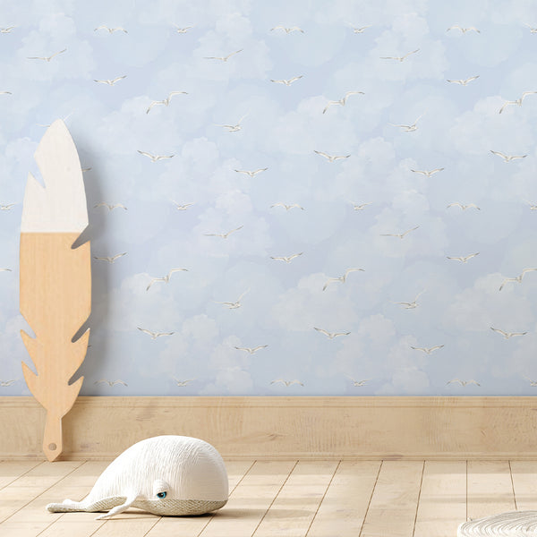 Blue Sky & Seagulls Wallpaper A108