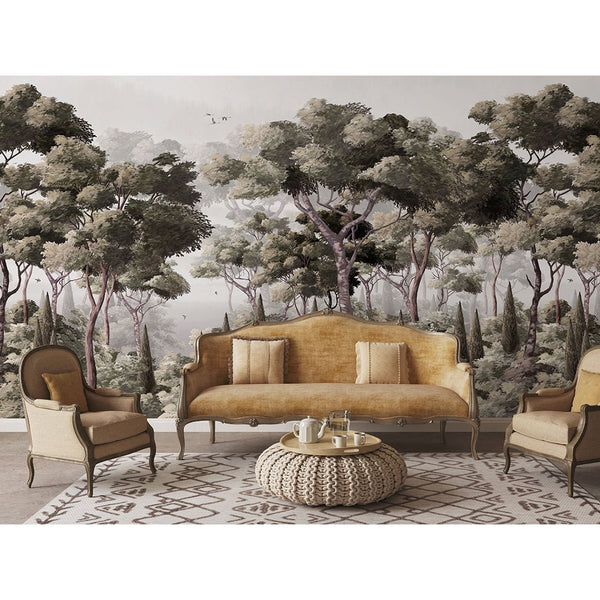 Vintage Landscape Wall Mural AM117 - CostaCover - Peel and stick Removable Wallpaper - abstract forest - abstract wallpaper - accent wallpaper