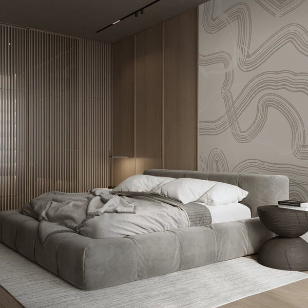 Beige & Brown Brush Lines Wall Mural AM010 - CostaCover - Peel and stick Removable Wallpaper - about walls - Abstract - Abstract Beige Gold Stripes Waves Removable Wallpaper