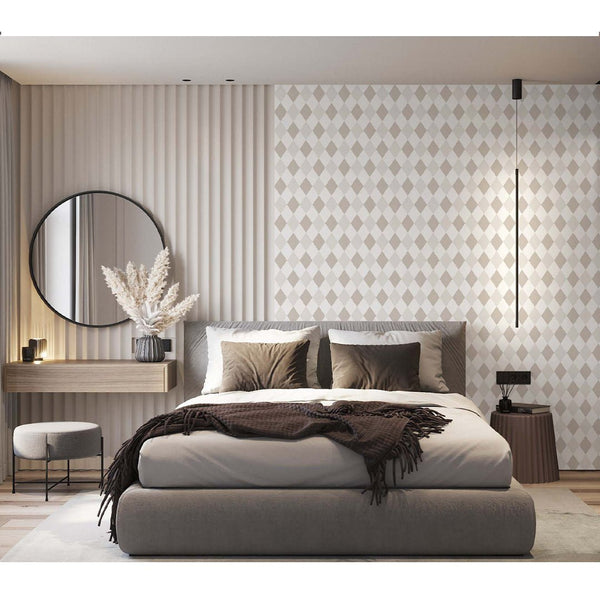 Two Color Beige Rhombus Wallpaper S021 - CostaCover - Peel and stick Removable Wallpaper - abstract wallpaper - accent wallpaper - adhesive wallpaper