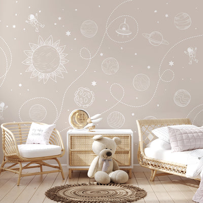 Beige Universe Wall Mural SM100