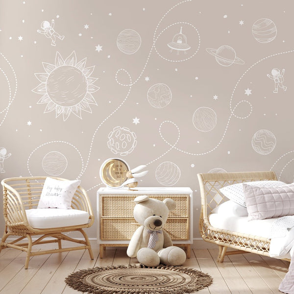 Beige Universe Wall Mural SM100 - CostaCover - Peel and stick Removable Wallpaper - Abstract - abstract wall art - abstract wallpaper