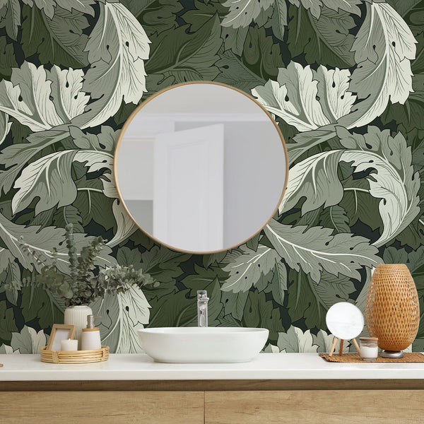 Green Acanthus by Morris Wallpaper W116 - CostaCover - Peel and stick Removable Wallpaper - abstract floral - abstract wallpaper - accent wallpaper