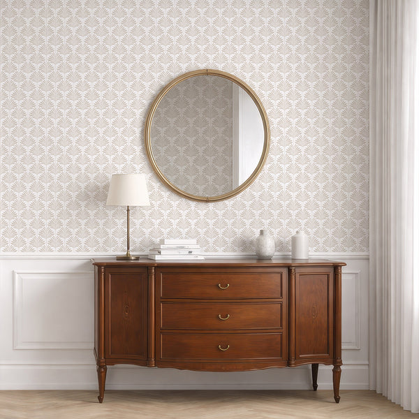 Neutral Beige Coastal Leaves Wallpaper L062