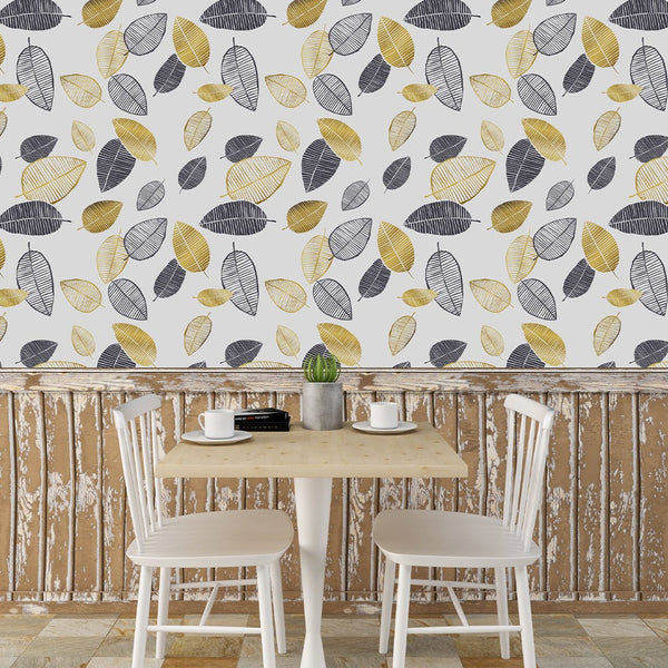 Hand Drawn Leaves Wallpaper CC164 - CostaCover - Peel and stick Removable Wallpaper - Abstract - abstract wallpaper - adhesive wallpaper