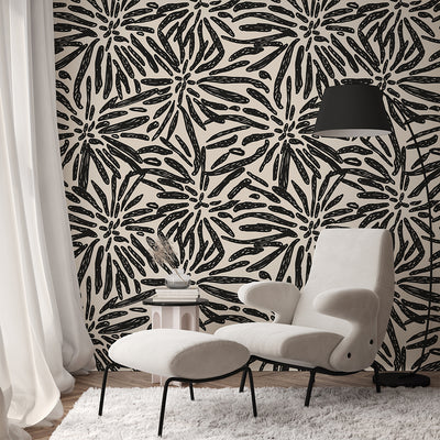 Black Beige Tribal Mudcloth Wallpaper W174