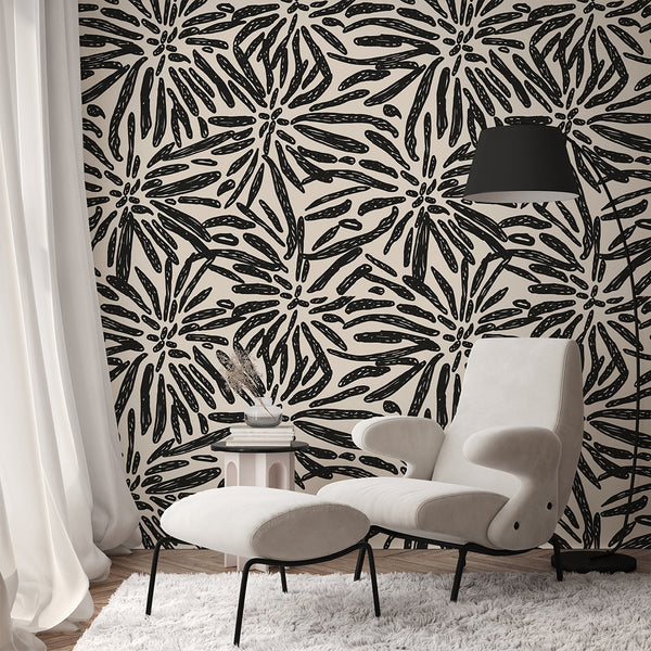 Black Beige Tribal Mudcloth Wallpaper W174
