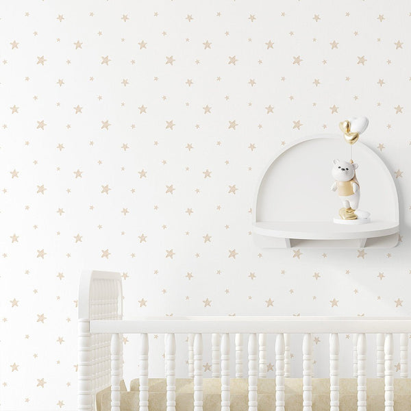 Beige Stars Wallpaper S114 - CostaCover - Peel and stick Removable Wallpaper - Abstract - abstract wall art - abstract wallpaper