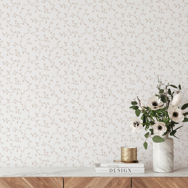 Neutral Floral Vine Wallpaper L110