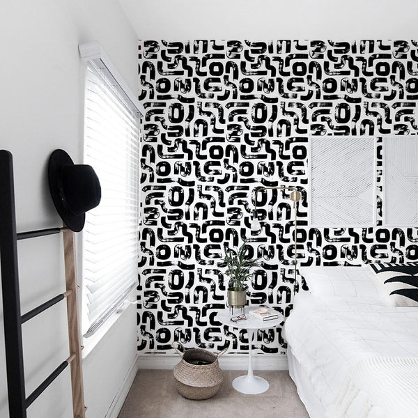 Black & White Lines Wallpaper CC288 - CostaCover - Peel and stick Removable Wallpaper - Abstract - Abstract Labyrinth Lines - abstract lines