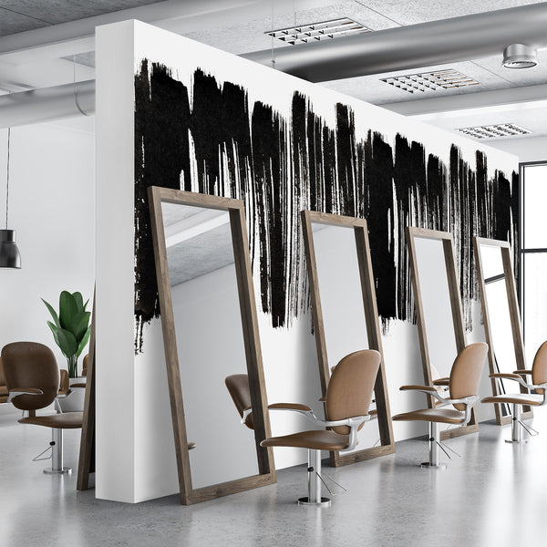 Black White Brushstroke Wall Mural AM189