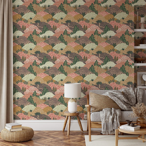 Colored Landscape Wallpaper CC352 - CostaCover - Peel and stick Removable Wallpaper - Abstract - abstract floral - abstract forest