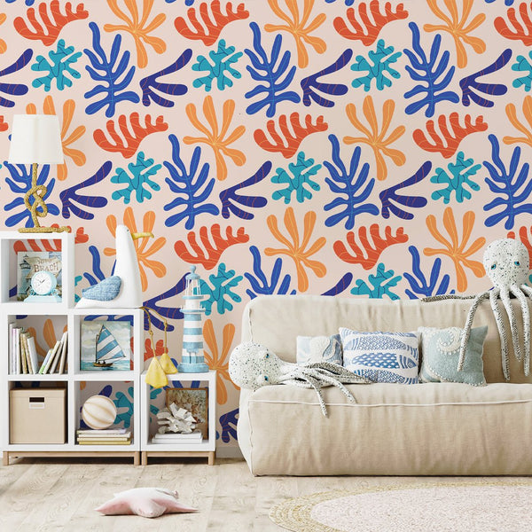 Colored Sea Corals Wallpaper S102 - CostaCover - Peel and stick Removable Wallpaper - Abstract - abstract mural - abstract paint