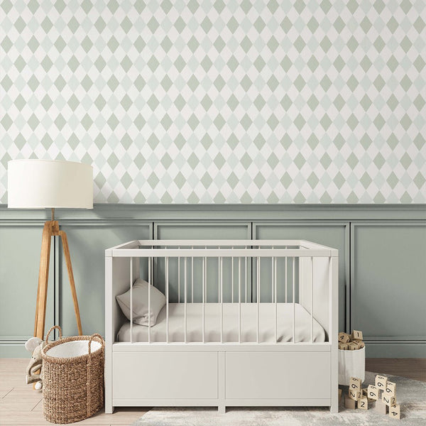 Two Color Green Rhombus Wallpaper S022 - CostaCover - Peel and stick Removable Wallpaper - accent wallpaper - adhesive wallpaper - baby bedroom