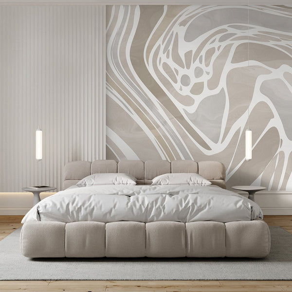 Gray Beige Water Ripples Wall Mural AM013 - CostaCover - Peel and stick Removable Wallpaper - about walls - Abstract - abstract arches