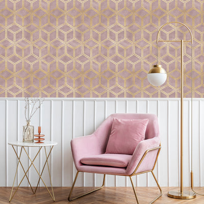 Blush Pink Сubes Art Deco Wallpaper CC327