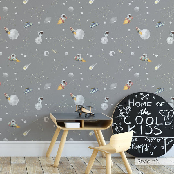 Pastel Blue Space Wallpaper W077 - CostaCover - Peel and stick Removable Wallpaper - accent wallpaper - adhesive wallpaper - aqua blue