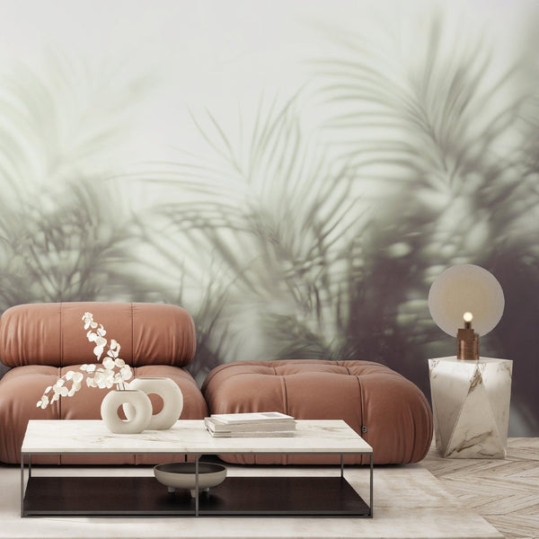 Foggy Palm Leaves Wall Mural SM020 - CostaCover - Peel and stick Removable Wallpaper - abstract wall art - abstract wallpaper - accent wallpaper