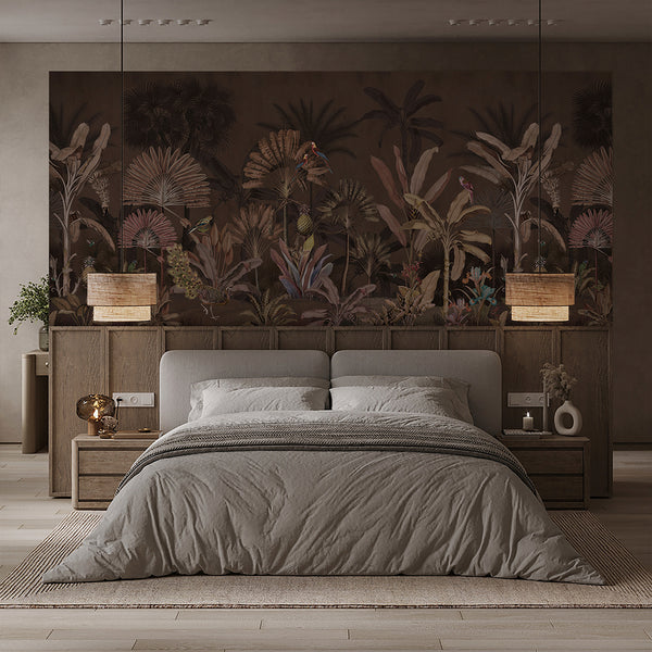 Dark Brown Tropical Jungle Wall Mural AM180