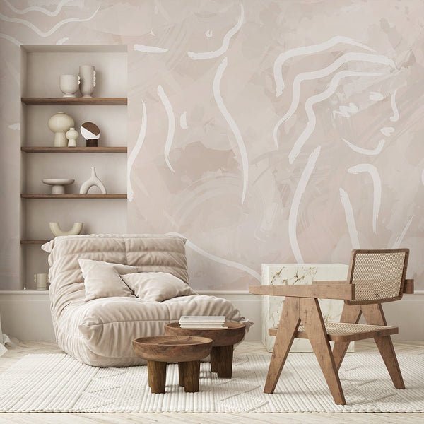 Beige Body Line Wall Mural AM015 - CostaCover - Peel and stick Removable Wallpaper - about walls - Abstract - Abstract Beige Gold Stripes Waves Removable Wallpaper near me
