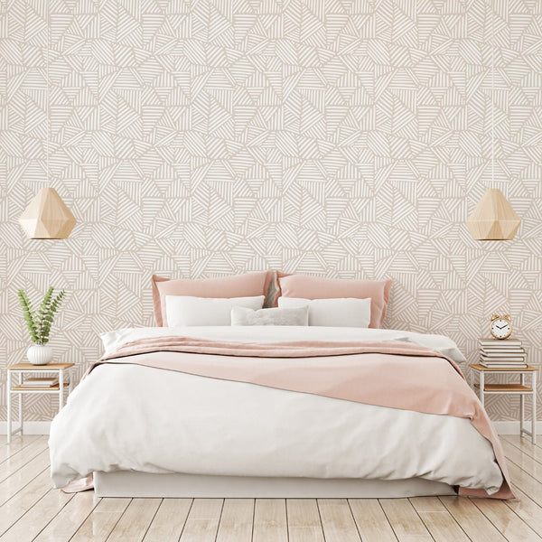 Neutral Boho Triangles Wallpaper W033 - CostaCover - Peel and stick Removable Wallpaper - Abstract - abstract lines - abstract wall art