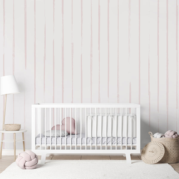 Blush Pink Vertical Stripe Wall Mural AM195