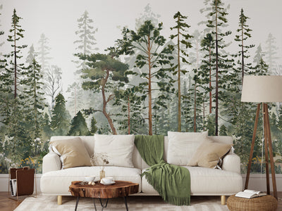 Green Pine Tree Forest Wall Mural WM050