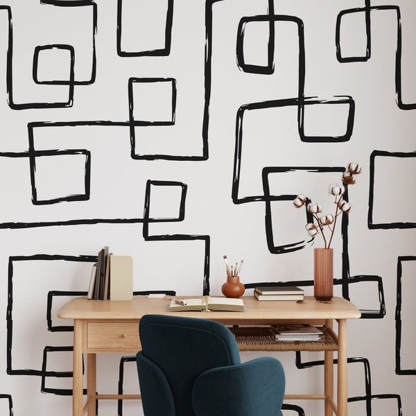 Abstract Black Line Wallpaper W016 - CostaCover - Peel and stick Removable Wallpaper - Abstract - abstract lines - abstract wall art
