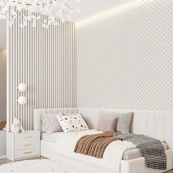 Sand Colored Fish Scales Wallpaper S097 - CostaCover - Peel and stick Removable Wallpaper - Abstract - abstract lines - abstract mural