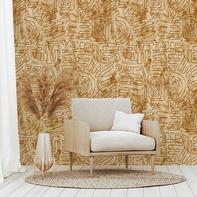 Tan Brown Tribal Mudcloth Wallpaper W173