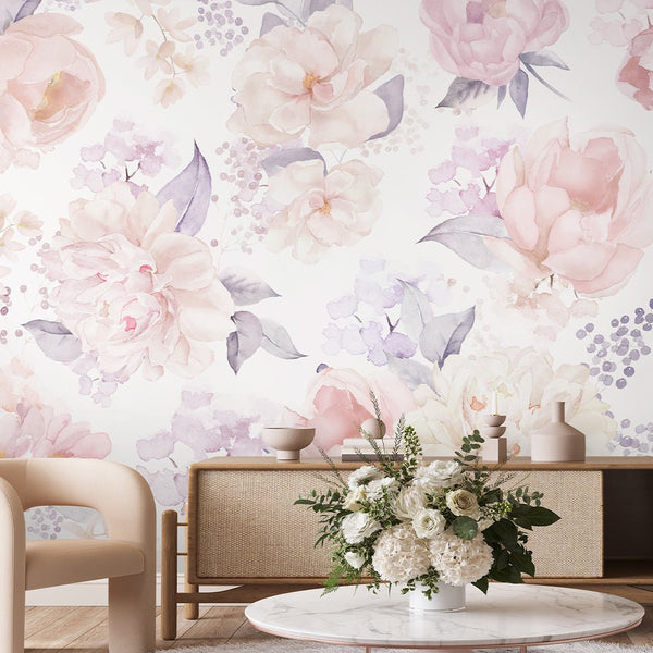 Pastel Flowers Bouquet Wall Mural SM025 - CostaCover - Peel and stick Removable Wallpaper - accent wallpaper - adhesive wallpaper - baby bedroom