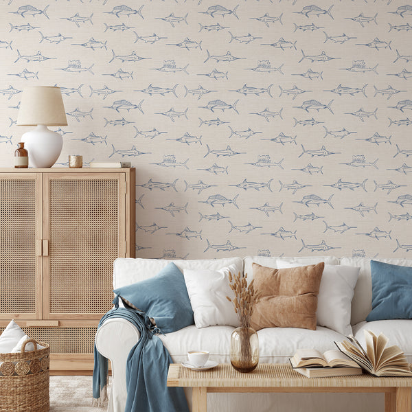 Navy Blue Marlin Fish Wallpaper CC365