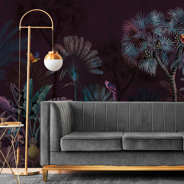 Dark Purple Tropical Jungle Wall Mural AM181