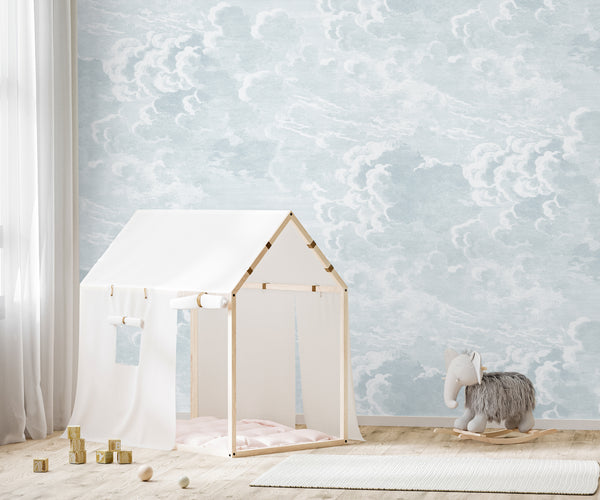 Blue Vintage Cloud Wall Mural AM170