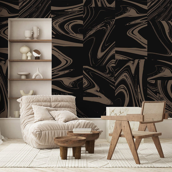 Black Beige Abstract Paint Wall Mural AM027 - CostaCover - Peel and stick Removable Wallpaper - 3d wall painting - about walls - Abstract