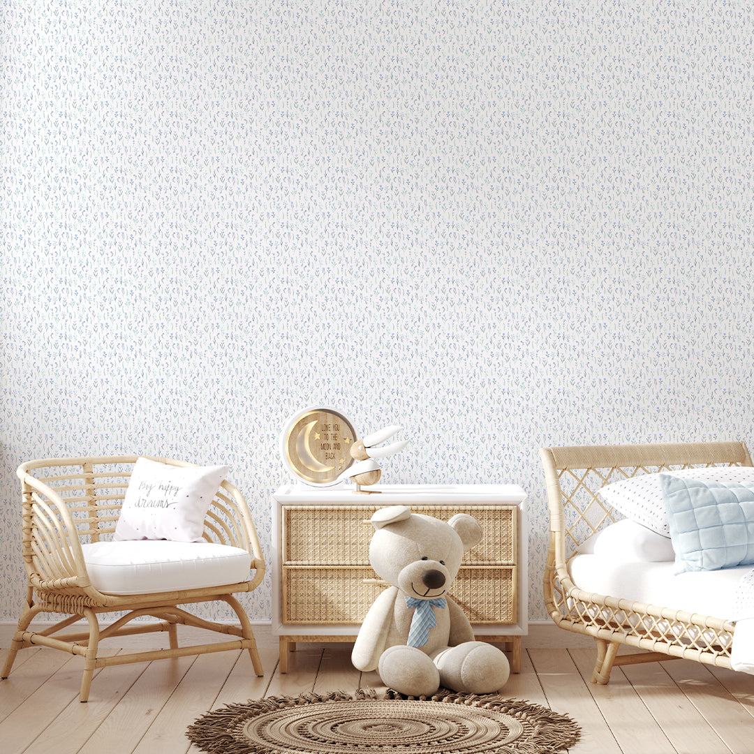Blue Miniature Flowers Wallpaper S080