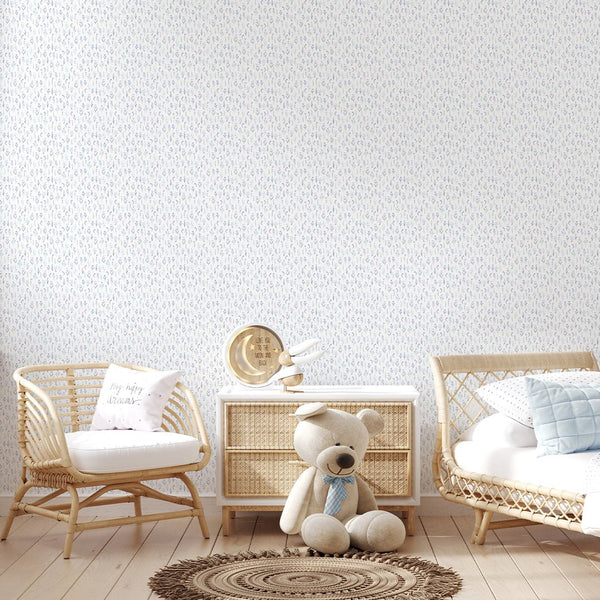 Blue Miniature Flowers Wallpaper S080 - CostaCover - Peel and stick Removable Wallpaper - accent wallpaper - adhesive wallpaper - aqua blue