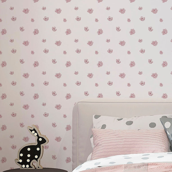 Pink Tiny Flowers Wallpaper A047 - CostaCover-Peel and stick Removable Wallpaper-abstract floral-accent wallpaper-adhesive wallpaper