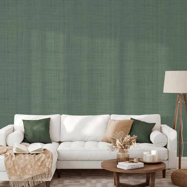 Green Linen Texture Wallpaper L050