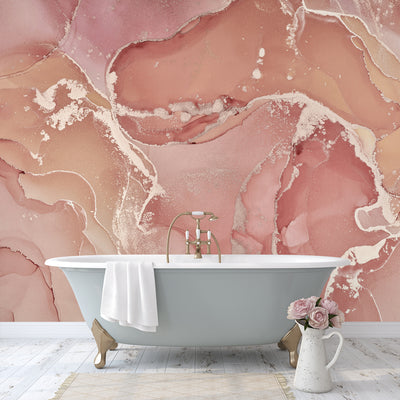 Pink Peach Watercolor ink Wall Mural CCM129