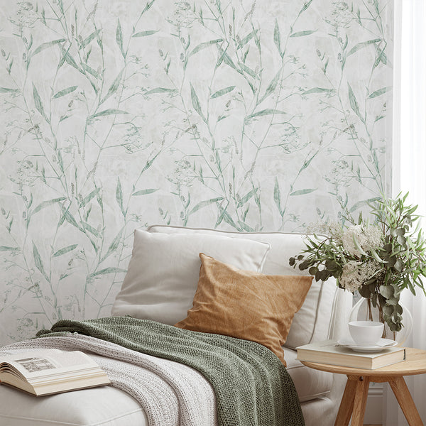 Sage Green Botanical Wallpaper CC361