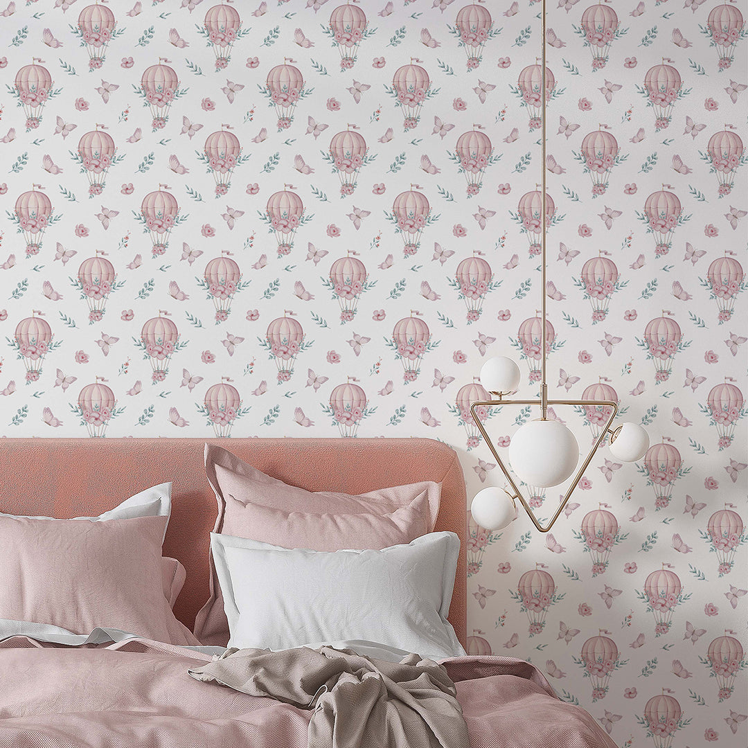 Pink Tiny Hot Air Balloon Wallpaper A053